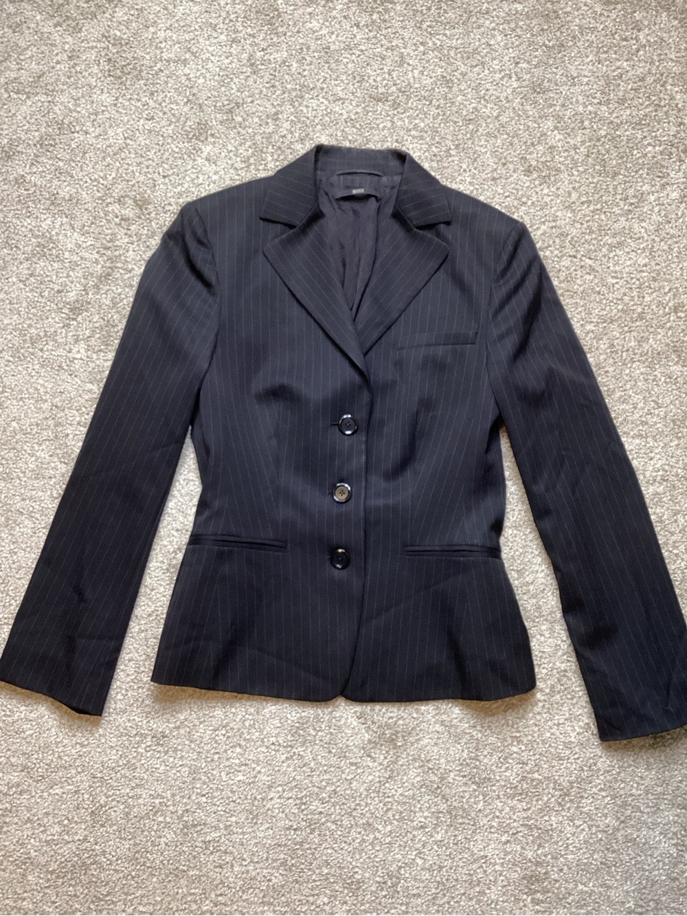 Hugo Boss Women’s Pinstriped Blazer Jacket Coat Black 6 Small - Picture 2 of 11
